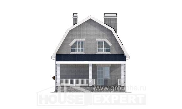 130-005-П Проект двухэтажного дома с мансардой, бюджетный коттедж из арболита, House Expert