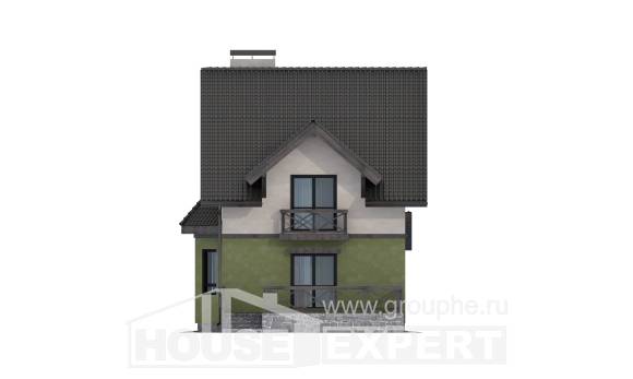 120-003-П Проект двухэтажного дома мансардный этаж, бюджетный коттедж из пеноблока, House Expert