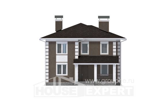 185-002-П Проект двухэтажного дома, бюджетный коттедж из арболита, House Expert