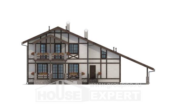 250-002-Л Проект двухэтажного дома мансардный этаж и гаражом, современный домик из кирпича, House Expert