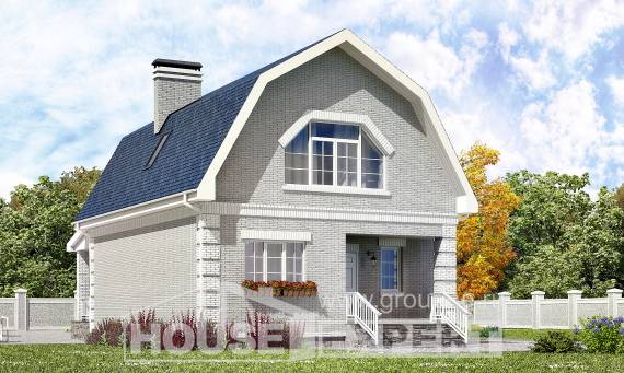130-005-П Проект двухэтажного дома с мансардой, компактный дом из блока, House Expert
