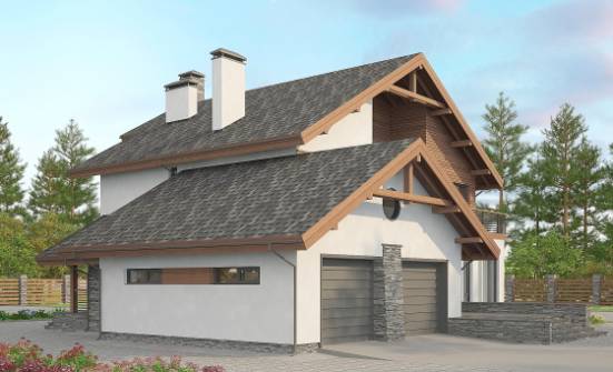 270-003-Л Проект двухэтажного дома с мансардой, гараж, современный загородный дом из керамзитобетонных блоков | Проекты домов от House Expert