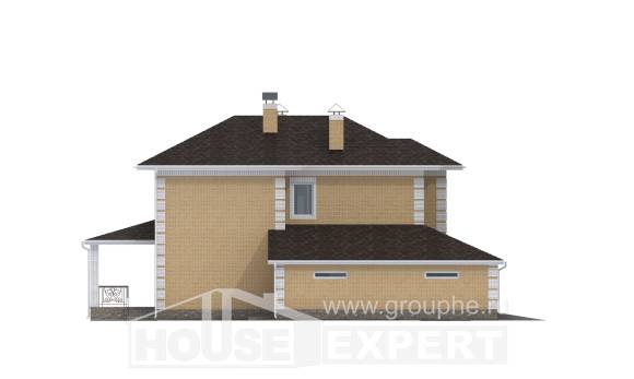 220-006-Л Проект двухэтажного дома и гаражом, современный коттедж из поризованных блоков, House Expert