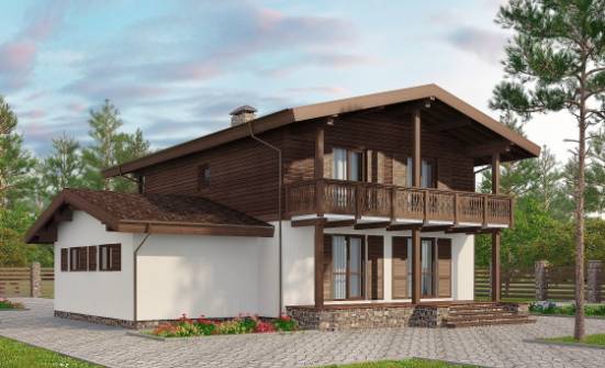 180-018-Л Проект двухэтажного дома с мансардой, гараж, бюджетный домик из твинблока | Проекты домов от House Expert