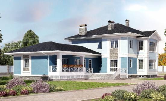 620-001-П Проект трехэтажного дома и гаражом, огромный домик из пеноблока | Проекты домов от House Expert