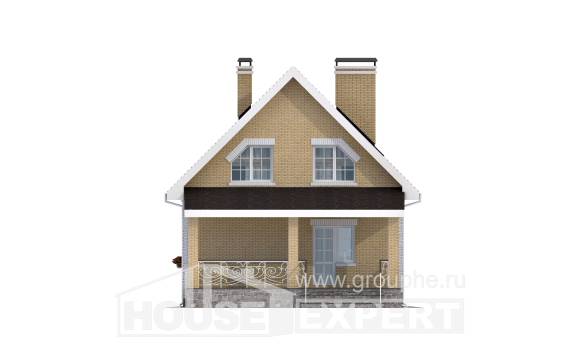 130-004-П Проект двухэтажного дома с мансардным этажом, небольшой коттедж из бризолита, House Expert