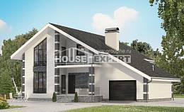 180-001-П Проект двухэтажного дома мансардой и гаражом, недорогой коттедж из поризованных блоков, House Expert