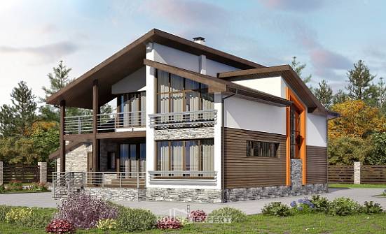 240-004-П Проект двухэтажного дома мансардный этаж, гараж, средний дом из бризолита | Проекты домов от House Expert