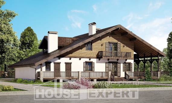 320-002-П Проект двухэтажного дома с мансардой, огромный загородный дом из кирпича, House Expert