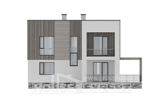 150-017-П Проект двухэтажного дома, скромный домик из поризованных блоков, House Expert