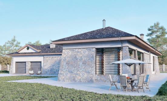 280-004-Л Проект одноэтажного дома и гаражом, огромный загородный дом из керамзитобетонных блоков | Проекты одноэтажных домов от House Expert