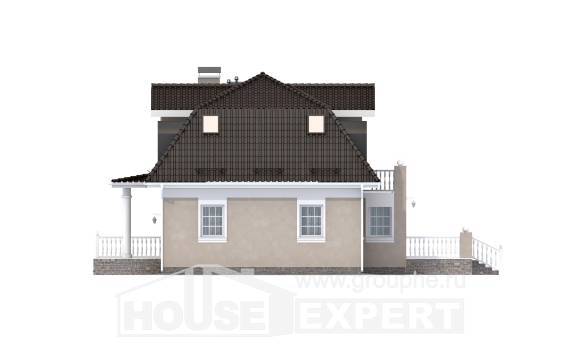 210-001-Л Проект двухэтажного дома с мансардой, красивый дом из бризолита, House Expert